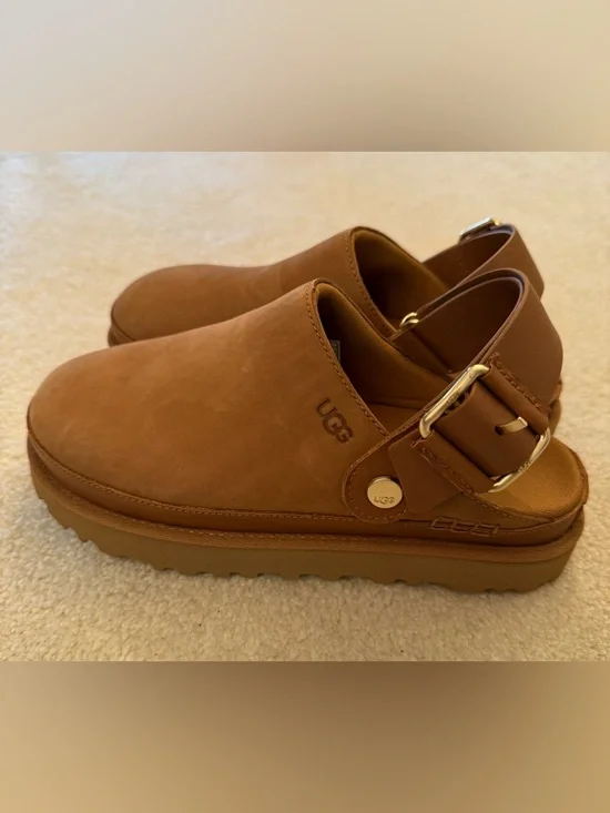 UGG Goldenstar Villa Clog – Chestnut Brown Leather Slingback – Size 8 – NEW - Picture 2 of 8